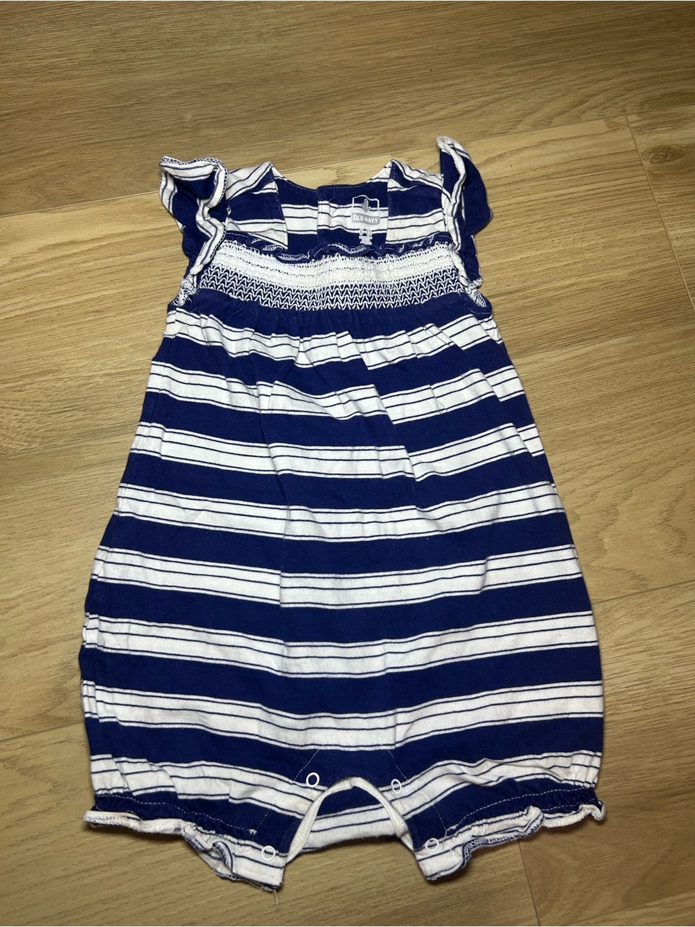 Old Navy Navy and White Striped Baby Romper